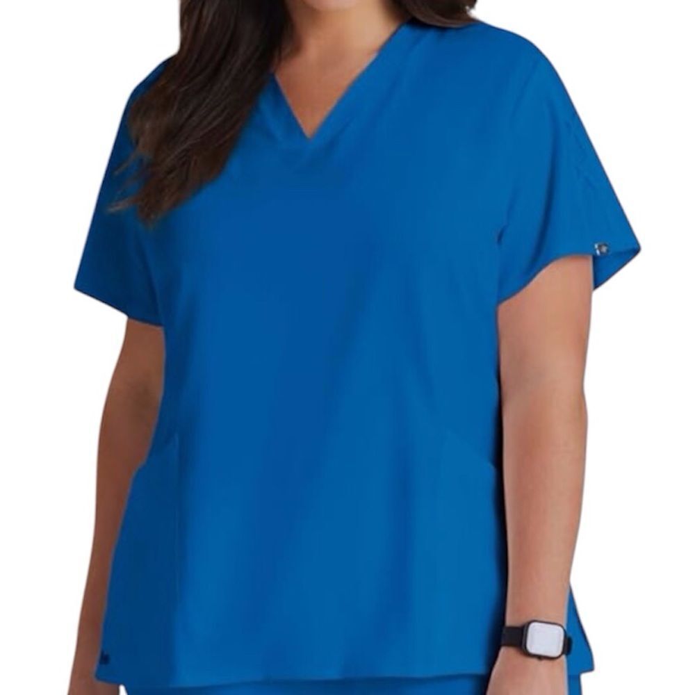 Grey’s Anatomy Uniform Top Royal Blue 3 Pocket V-Neck Laced New Size 3XL